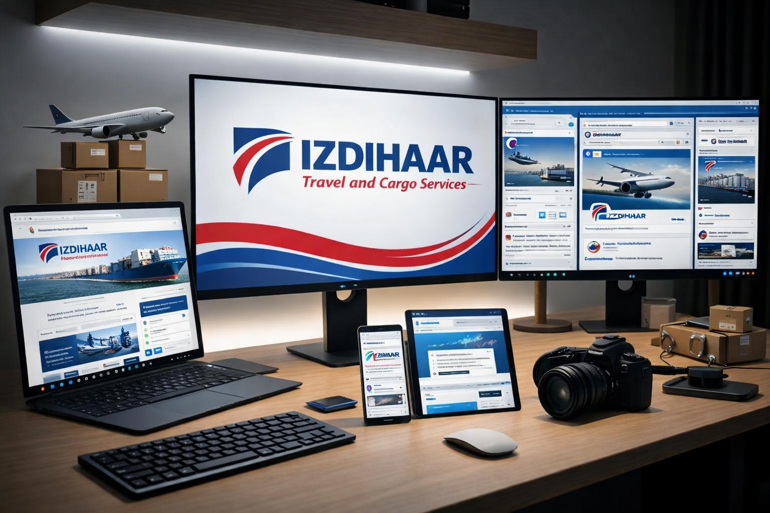 Izdihaar Travel & Cargo Eastleigh case study by Galcad Digital – responsive website design, domain hosting, Google Business Profile setup, and social media content creation for a travel and cargo agency at Eastleigh Mall Nairobi.