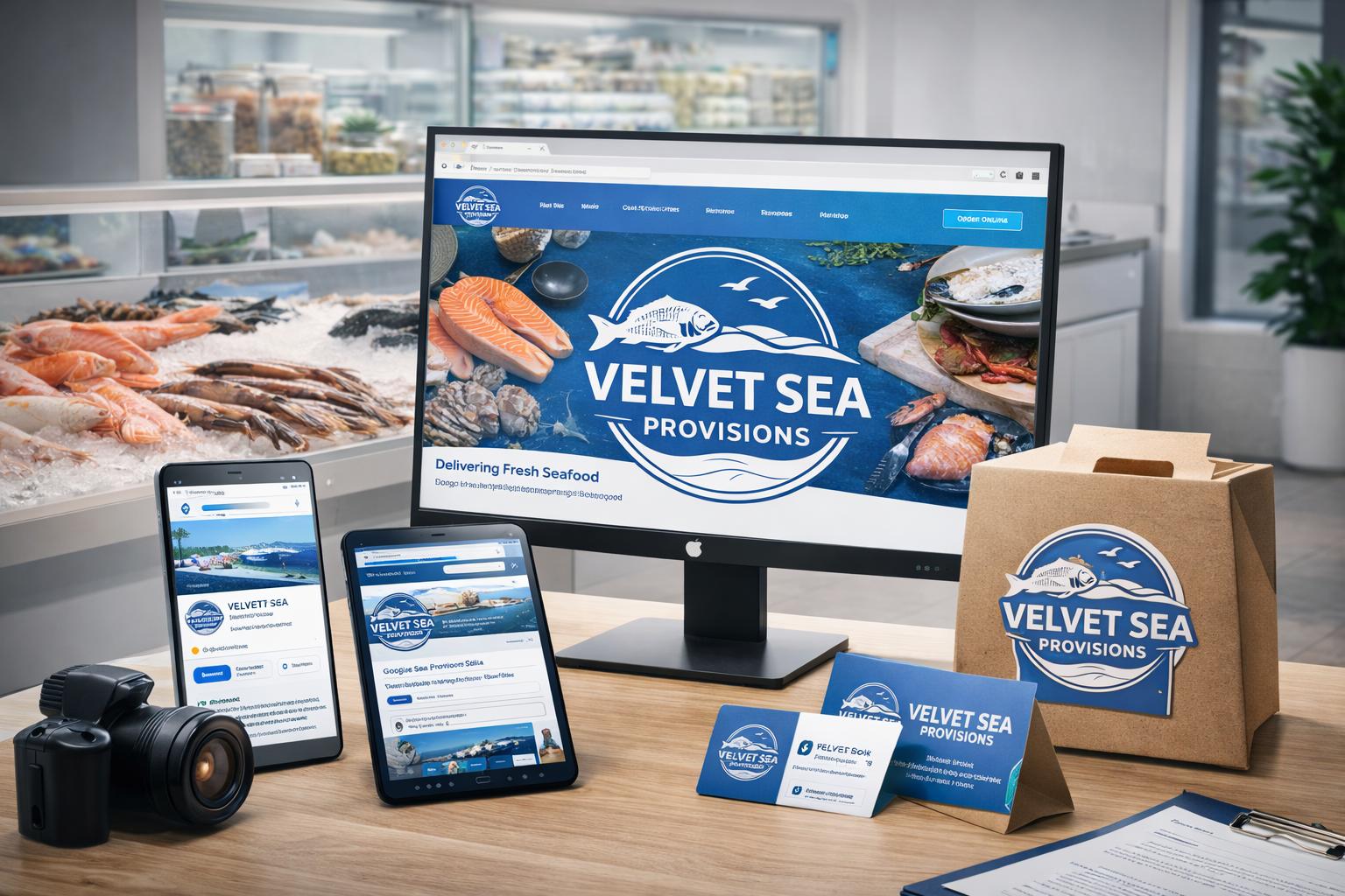 Velvet Sea Provisions Dar es Salaam case study by Galcad Digital – custom web development, Google Business and Facebook setup, and full digital identity branding for a seafood supply company on Tandala Street.